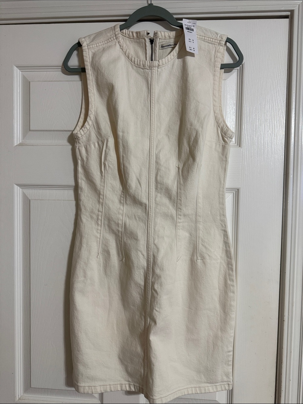Abercrombie & Fitch Ivory Sleeveless Dress with Back Zip